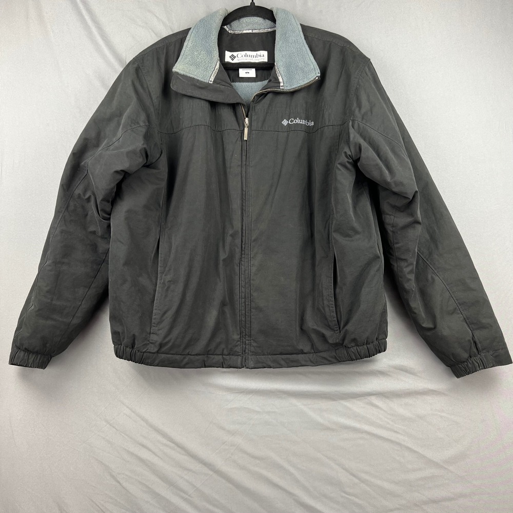Columbia Jacket Mens Large XM 5898 Black Fleece Lined Full Zip Outdoor Good